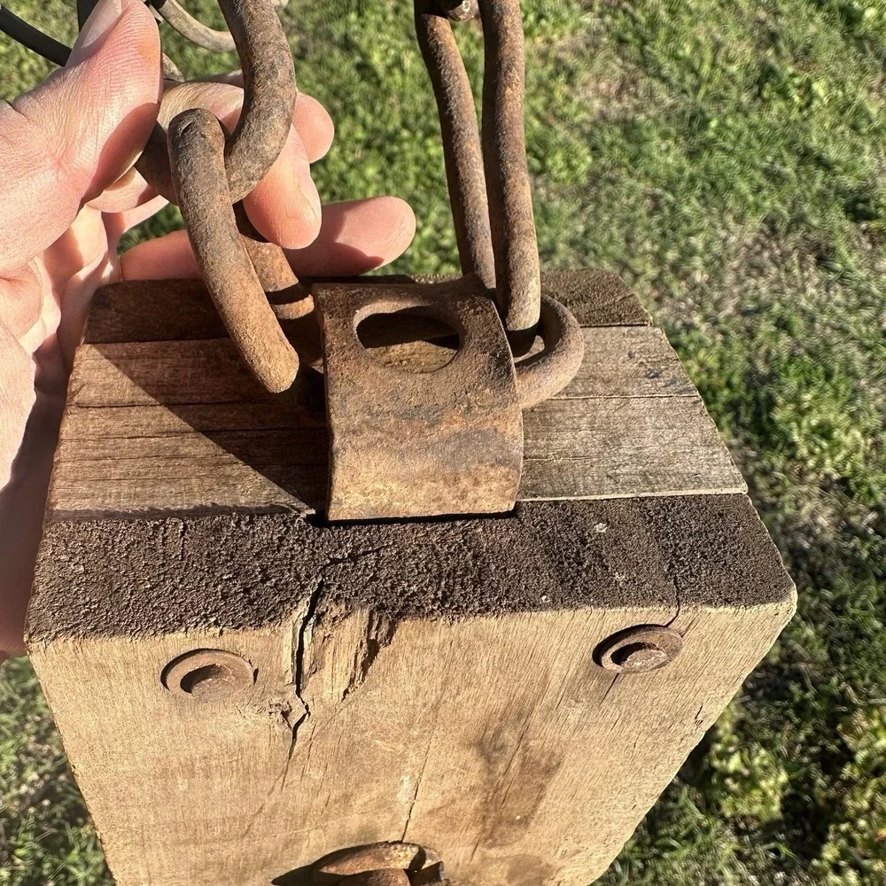 Antique Block and Tackle Barn / Maritime Pulley Hay Loft Wooden Iron Rustic 6.5